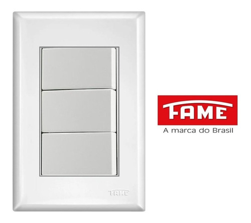 10 Interruptor Triplo Simples 4x2 16a Branco Evidence Fame