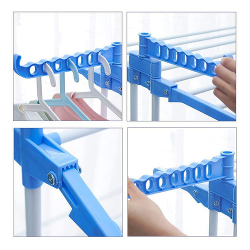Tendedero De Ropa Plegable Lateral Reforzado 4 Niveles 35kg Color Azul