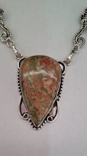Granate, Collar Y Aritos Artesanales Plata Indu Rojo