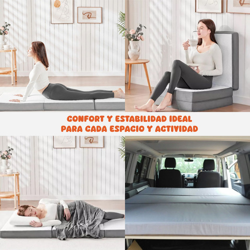 Colchon Individual 100 Cm Colchoneta Plegable Con Maleta Color Blanco