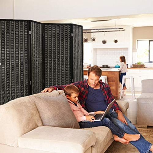 Imagen 3 de 6 de Biombo Plegable De Madera Color Negro/4 Paneles De 72in