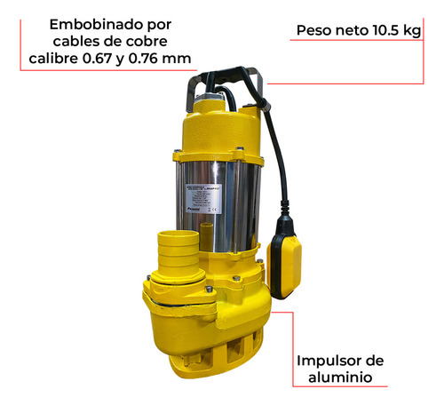 Bomba Sumergible 1 Hp Doméstica Para Cisterna Parazzini BSAP117 altura de 17 metros 110V