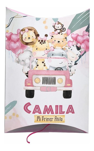 Piñata Personalizada Safari Rosa Animales De La Selva 