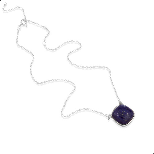 Colar Lapis Lazuli Nat Quadrado 50cm Prata 925 Fp 61038830-1