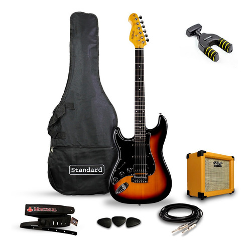 Kit Guitarra Canhoto Stratocaster Phx Power Hss St-h Pr Sb