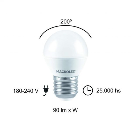 Imagen 5 de 5 de Foco led Macroled G45-6-E27 Gota color blanco frío 6W 180V/240V 6500K 540lm