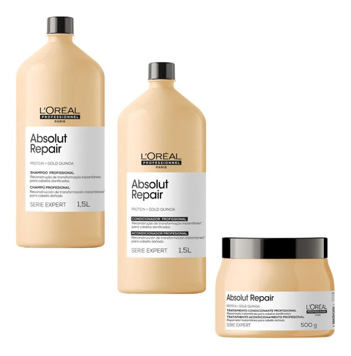  Kit Profissional Loreal Absolut Repair - Shampoo Cond E Másc