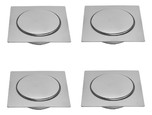 4 Ralos Click Inteligente Em Inox 15x15 Cm