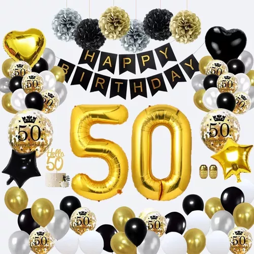 50 Años Decoracion Cumpleaños, Globos 50 Cumpleaños, Decoracion