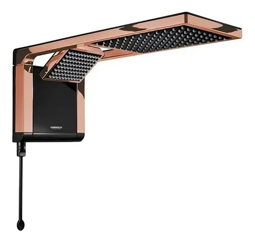 Chuveiro Lorenzetti Acqua Ultra Duo preto rose gold 6,8kW