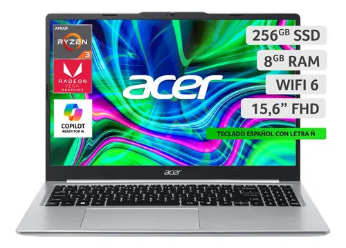 Notebook Acer 15'6 + Ryzen 3 + 8 Gb Ram + 256 Ssd+ Wifi 6