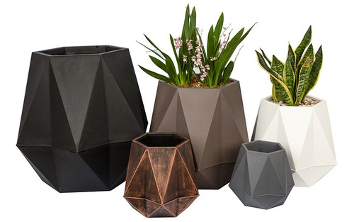 Maceta Macetero Geometrico Minimalista Hogar 19 Cm 3 Pzs