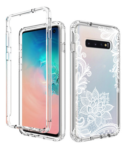 Funda Transparente Con Diseño De Flores Blancas For Samsung Galaxy