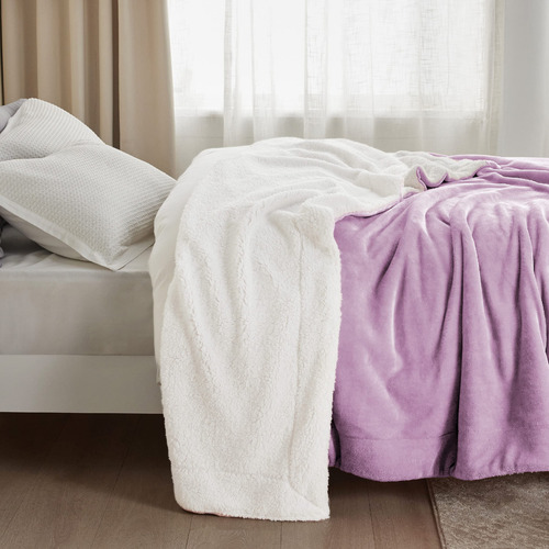 Manta Bedsure Sherpa De Forro Polar, Tamaño Doble, Lila