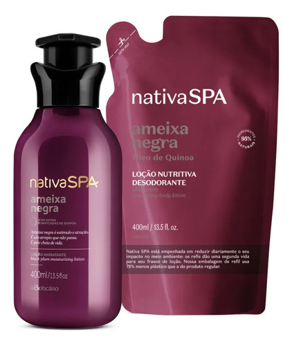 Nativa Spa Ameixa Negra Hidratante +refil + Body Splash
