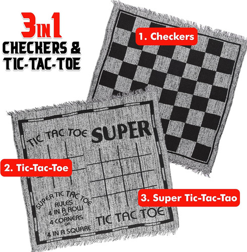 Juego De Checkers Jumbo Mat Y Gigante Tic Tac Toe 3-in-1 Set
