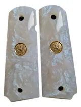 Comprar Cachas Nacaradas Blancas Destello Azul Con Moneda Colt 1911