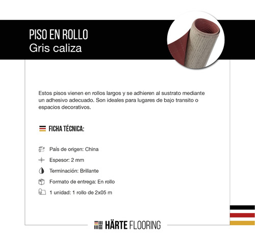 Piso Vinilico Rollo 2mm Simil Madera Pvc