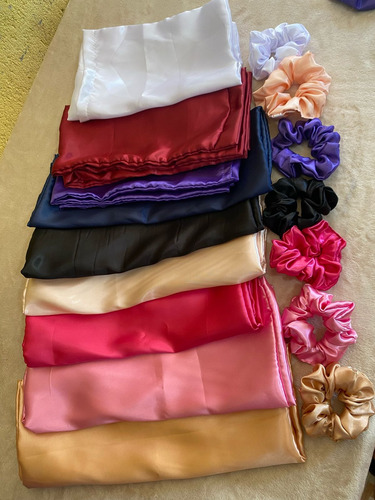 Fundas De Saten Con Solapa X 2 Unid Y 2 Scrunchie De Regalo Fucsia