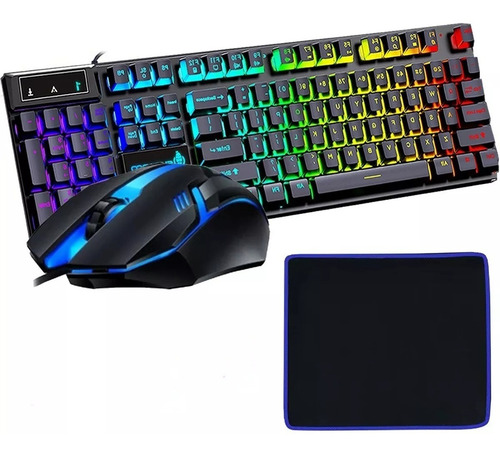 Kit Teclado Mouse Gamer Profesional Retroilumin Usb Negro