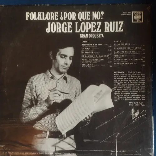 Jorge López Ruiz Folklore Por Qué No? Disco De Vinilo Exc Jorge López Ruiz Folklore Por Qué No? Disco De Vinilo Exc