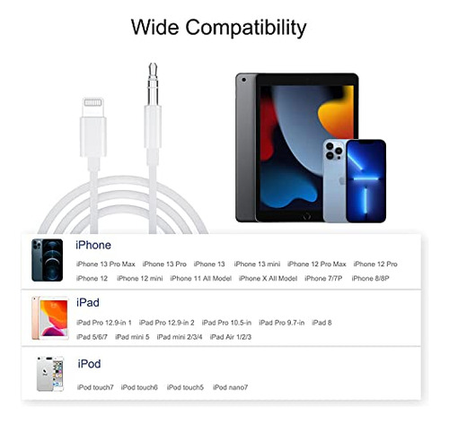 Cable Aux Para iPhone, Cable Aux Para iPhone Para Coche, Paq