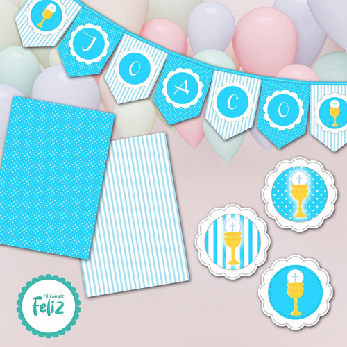Kit Imprimible Primera Comunión Nene/varón Personalizado