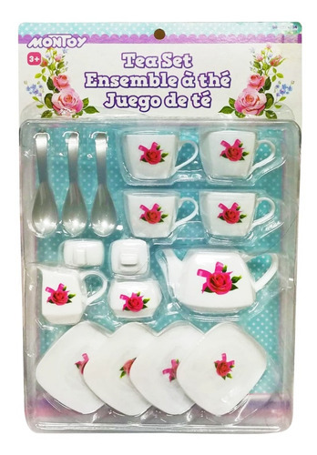 Set De Mini Te Infantil 16pcs Batería Juego Cocina Niñas Color Blanco