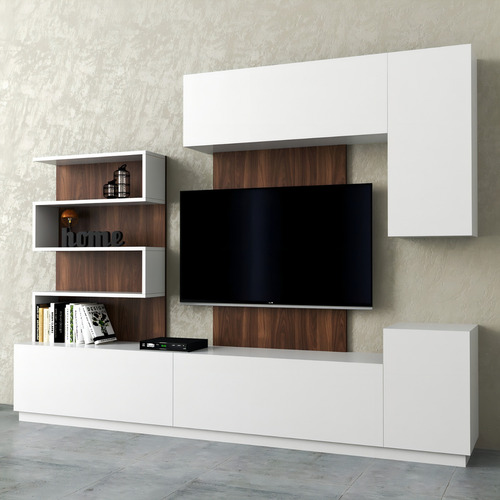 Modular Moderno Mueble Living Para Lcd Led Panel Rack Color Marrón