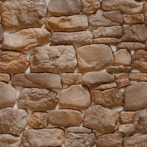 Imagem 1 de 3 de Papel De Parede 3d Pedras Rústicas Marrom Adesivo Lavável