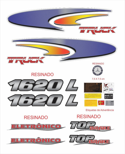 Kit Adesivos Mercedes Benz 1620 L Top Brake Completo Krt90