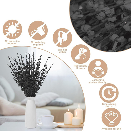 10 Flores Negras De Jazmín 17.5 Para Centros De Mesa Hallow