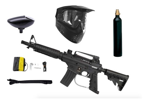 Marcadora Gotcha Tippmann Alpha Black Bravo One Careta + Hopper + Co2 12oz + Slinger Xtreme P