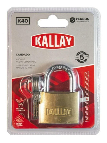Candado Kallay De 40 Mm Cuerpo Laton Macizo