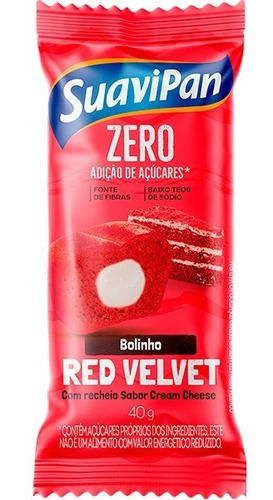 Imagem 1 de 5 de Bolinho Sabor Red Velvet Recheio Cream Cheese Suavipan 40g.