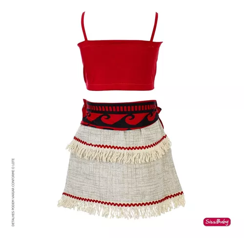 Vestido Fantasia Infantil Moana Luxo E Colar Promoção