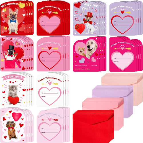 48 Piezas De Tarjetas De San Valentín, Juego De Mascot...