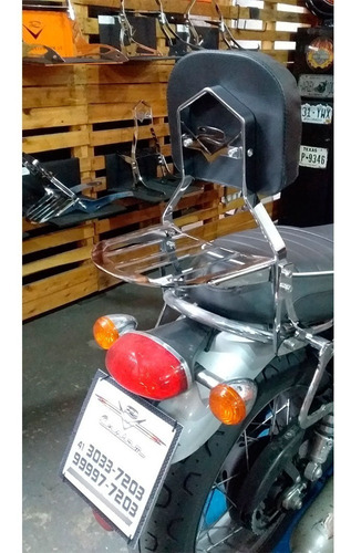 Sissy Bar Com Bagageiro Bonneville T120 Cromado V2 Custom