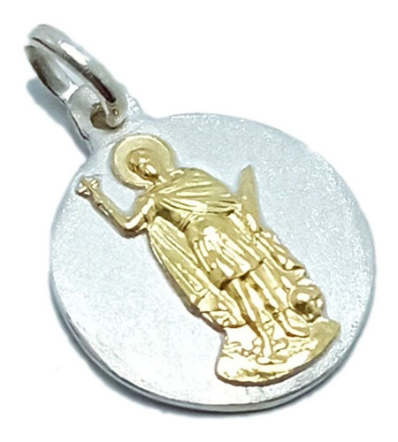 Medalla San Expedito - Plata 925 Y Oro 18k - Grabado - 14mm 