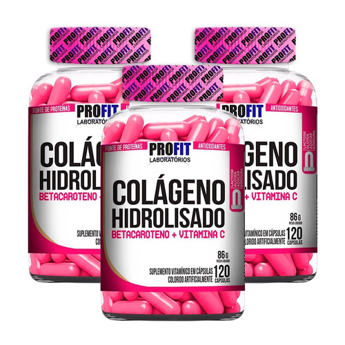 Kit 3x Colágeno Hidrolisado C/ Betacaroteno + Vit C 360cap