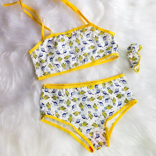 Conjunto De Lingerie Infantil Amarelo - Calcinha E Top