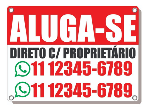 Placa Aluga-se Direto C/ Proprietário 40x30cm