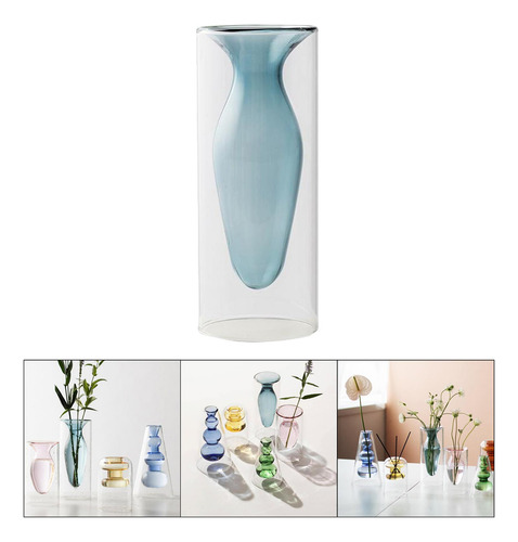 Elegante Bonsai Flor Florero Novedad Maceta Azul Claro