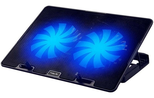 Base Cooler Para Notebook Havit F2083 2 Fan Led Usb Full Color Negro Color del LED Azul