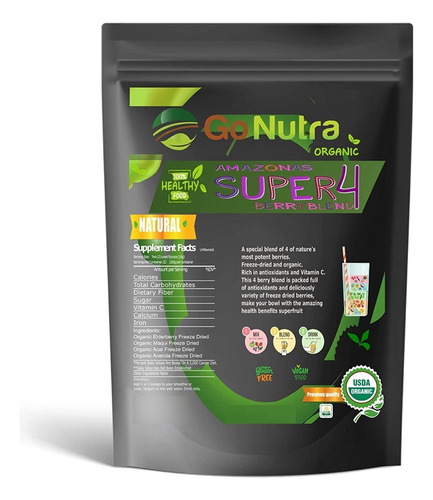 Go Nutra I Freeze Dried Acai Berries For Bowls I 8oz Powder