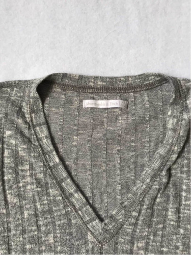Abercrombie & Fitch Sueter Gris De Rayas Original (Usado)