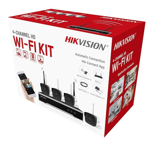 Kit De 4 Camaras 2mp Inalambricas Wi-fi Hikvision Nk42w0h(d)