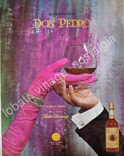 Cartel Retro Brandy Don Pedro 1960s Calidad Optima