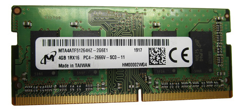 Memoria Ram Micron 4gb 1rx16 Pc4-2666v-sc0-11 Ddr4 Sodimm 