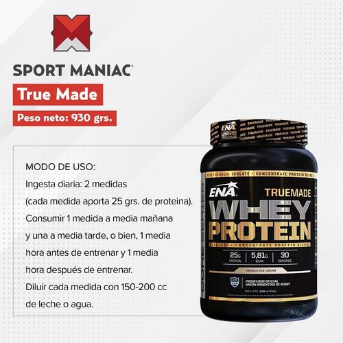 Imagen 3 de 4 de True Made Whey Protein 2 Lb Ena Proteína Aislada Concentrada
